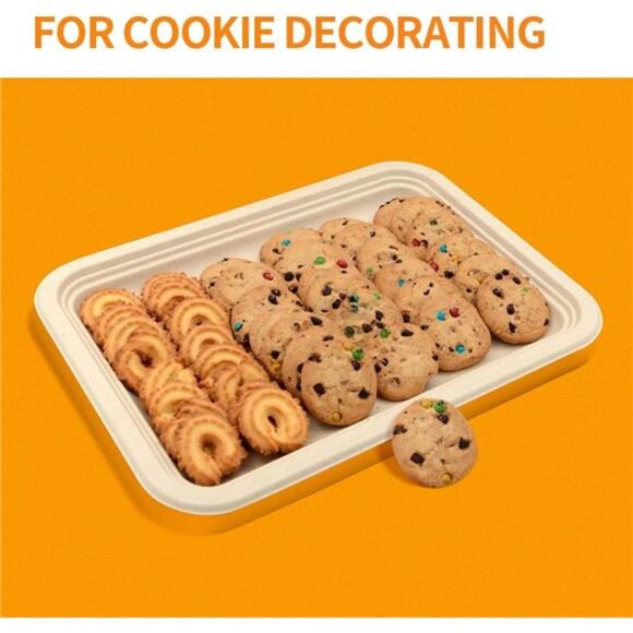 50 Pack 14 Inch Disposable Food Trays for Party, Large Paper Plates 14 inch - Picture 6 of 7